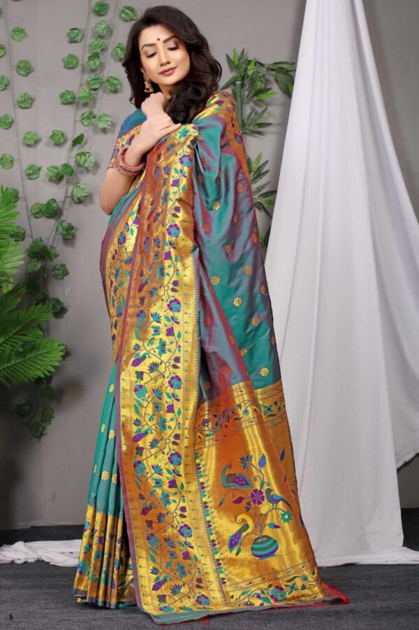 Paithani soft silk Handloom Saree - Image 9