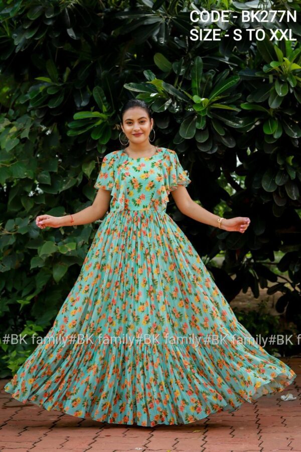 Aqwa blue Discharge Georgette Dress - Image 3
