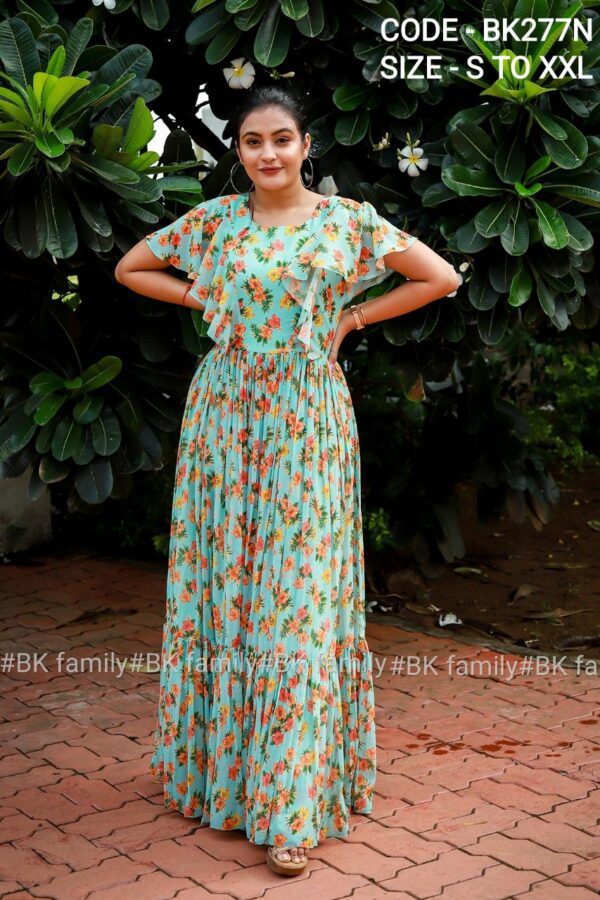 Aqwa blue Discharge Georgette Dress - Image 4