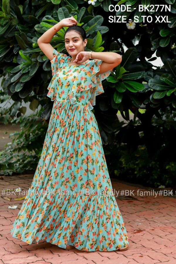 Aqwa blue Discharge Georgette Dress - Image 2