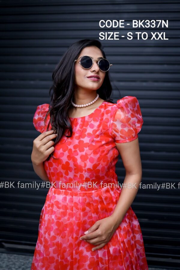 Red Floral Organza dress