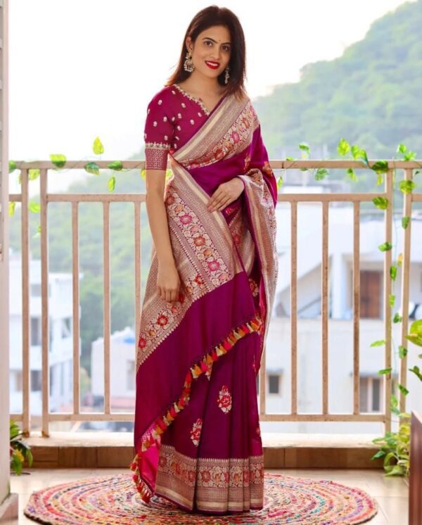 Lichi Silk Saree - Image 5