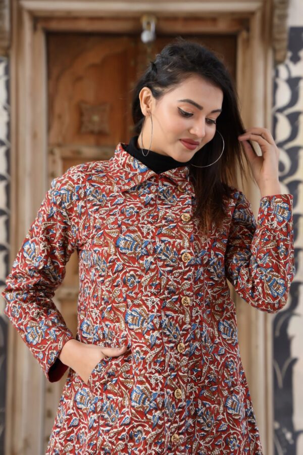 Womens Long Bagru Jacket